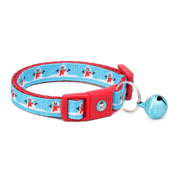 Snowman in a Red Scarf Christmas Cat Collar
