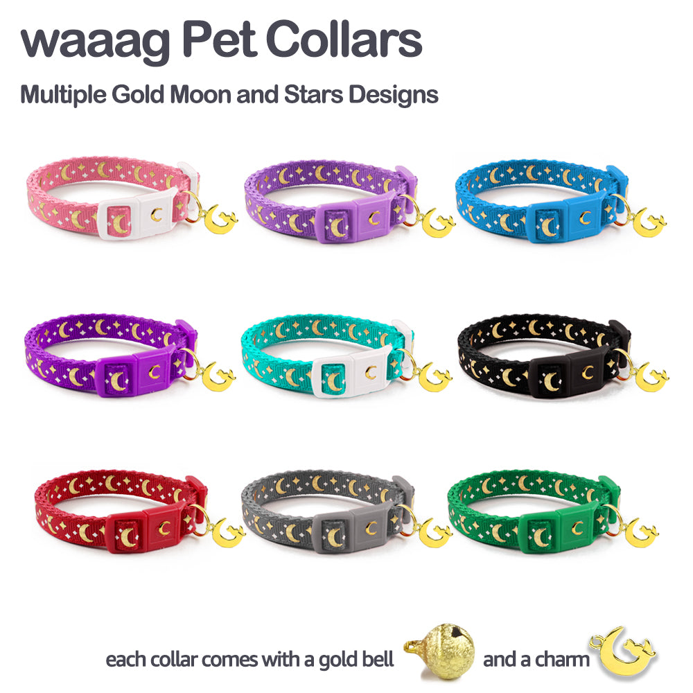  waaag Pet, Moons Stars Suns Dog Collar Cat Collar, Multiple  Designs Crescent Celestial Dog Cat Collar Leash Harness : Pet Supplies